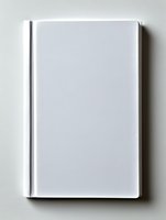 Blank white hardcover book on light background with subtle shadow. Clean minimalist mockup for book cover design and publishing presentations.