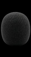 Black foam microphone windscreen isolated on transparent background, ready for music, podcast, and audio equipment clipart, stickers, print on demand, and T-shirt design use.