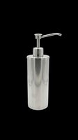 Stainless steel soap dispenser with pump, isolated on transparent background, ready for product catalogs, web design, print on demand, and commercial use.