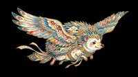 Ornate mythical creature with elaborate patterned wings and flowing tail, isolated on transparent background. Ready for t-shirt design, clipart, stickers, sublimation and print-on-demand projects.