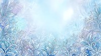 Frost-covered ornamental foliage borders frame a luminous center, creating an elegant frozen garden effect with delicate ice crystal details and soft pastel tones ideal for winter backgrounds and seasonal design projects.