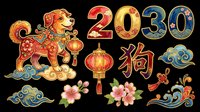 Ornamental dog figurine with lanterns, flowers, and decorative elements in traditional Asian style, isolated on transparent background. Ready for t-shirt design, clipart, stickers, sublimation, and print-on-demand projects.