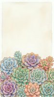 Watercolor succulents arrangement at the bottom of a soft beige background with copy space for text or greeting card design.