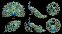 Peacock bird isolated on transparent background, ready for t-shirt design, clipart, stickers, sublimation and print-on-demand products.