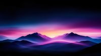 Vibrant mountain landscape at sunset with neon pink and purple hues creating ethereal atmosphere, layered silhouettes against dramatic colorful sky.