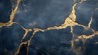 Dark slate blue marble surface with luxurious gold veining throughout, creating an elegant cracked pattern. Perfect for luxury interior design, high-end product backgrounds, and premium branding projects.