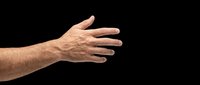 Male hand reaching out with open fingers, isolated on transparent background. Ready for stickers, t-shirt design, clipart, print on demand, and sublimation projects.