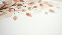 Delicate watercolor autumn branch with falling leaves in warm brown and orange tones on textured paper background for seasonal design projects.