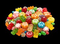 Colorful assorted gummy candies isolated on transparent background, ready for clipart, t-shirt designs, stickers, print-on-demand products, and sublimation projects.