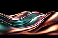 Smooth flowing waves of metallic copper and turquoise create abstract luxury background with silky iridescent texture and gentle curves for elegant design projects.