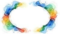 Colorful watercolor frame with flowing paint splashes in rainbow hues on white background. Abstract artistic border for creative design projects.