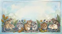 Adorable hamsters and mice gathering among autumn leaves and berries in watercolor style frame for seasonal greeting cards and children decor.