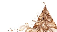 Elegant swirling brown Christmas tree design with flowing curves and gradient coloration on white background, perfect for holiday greeting cards and seasonal designs.