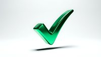 Green checkmark symbol isolated on white background, suitable for web design, user interface elements, approval badges, and marketing materials.