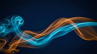 Abstract flowing waves in blue and orange colors creating dynamic energy patterns on dark background for modern digital design projects.