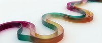 Colorful gradient 3D curved ribbons with smooth flowing shapes in rainbow hues on white background for modern graphic design projects.