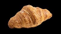 Freshly baked croissant isolated on transparent background, ready for bakery designs, food packaging, menu graphics, t-shirt prints, and culinary digital projects.