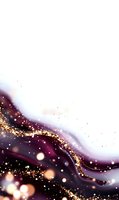 Magical purple and gold glitter waves with bokeh lights on dark background, flowing abstract design with sparkles and luminous particles.