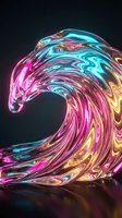 Vibrant liquid wave with neon colors flowing in dynamic motion against dark background for modern digital art and creative design projects.