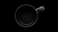 Black matte ceramic coffee mug top view, isolated on transparent background. Ready for t-shirt design, stickers, clipart, print on demand, and sublimation projects.