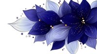 Elegant deep blue lotus flowers with silver-white gradient petals and golden sparkles on white background, isolated floral design element for creative projects.