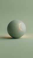 Cracked sphere with glowing golden light seeping through fractures on soft sage background, symbolizing growth, transformation, and emergence for design projects.