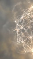 Glowing neural network with interconnected neurons on a soft gray background, depicting brain activity, neuroscience, and artificial intelligence concepts.