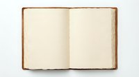 Open vintage book with blank cream pages and worn brown leather cover, ready for design mockups, publishing templates, or educational content.