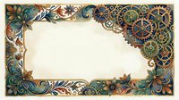 Ornate steampunk frame with vintage gears, floral flourishes, and decorative borders on cream background. Isolated design element for invitations, certificates, and digital projects.