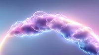 Glowing electric arc with vibrant pink and blue lightning effect against dark background, dramatic energy discharge visualization for technology designs.