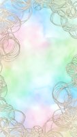 Pastel watercolor background with delicate hand-drawn floral border frame in soft rainbow hues for spring wedding invitations and feminine design projects.