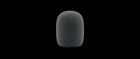 Dark gray microphone windscreen foam cover isolated on transparent background, ready for audio equipment design, podcasting graphics, music production clipart, and print-on-demand merchandise.