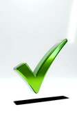 Glossy green checkmark symbol isolated on white background, representing approval, success, confirmation, and quality assurance for web and print design.