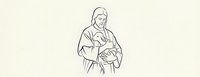 Minimalist line art of woman in hijab holding newborn baby on beige background. Motherhood and maternal care concept for healthcare and family designs.