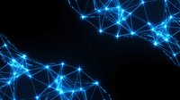 Abstract blue digital network connections with glowing nodes and lines on black background for technology and data visualization projects.