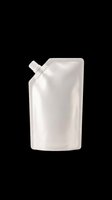 Blank white stand-up spout pouch mockup isolated on transparent background, ready for packaging design, print on demand, stickers, and product branding projects.