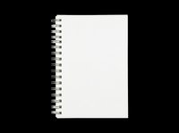 Spiral notebook with blank white cover isolated on transparent background, ready for mockup, stationery design, clipart, print on demand, and t-shirt use.