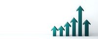 Ascending green arrows showing growth trend on white background, business success concept visualization for financial presentations and reports.