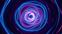 Glowing neon spiral tunnel with concentric circles in vibrant blue and magenta, creating a hypnotic vortex effect for digital backgrounds and motion graphics.