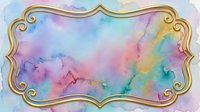 Watercolor gradient background with soft pastel colors blending across canvas, framed by ornate gold decorative border, suitable for invitations and design projects.