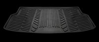 Black rubber car floor mat with ribbed texture pattern, isolated on transparent background. Ready for automotive design, e-commerce, print-on-demand, and product mockups.