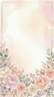 Soft watercolor floral border frame with peonies, roses, and eucalyptus on cream background. Isolated design ready for invitations, greeting cards, and wedding stationery projects.