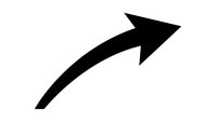 Black curved arrow pointing upward and right on white background isolated for graphic design and presentation use.