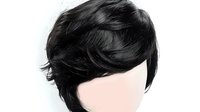 Young Asian woman with short black layered hair style against white background, fashion portrait isolated for design and beauty concepts.