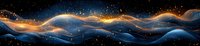 Cosmic waves of light and energy flow through starry space, creating luminous orange and blue streams against dark stellar background with glowing particles.