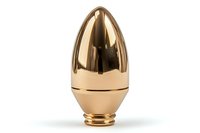 Metallic gold bullet or projectile with smooth polished surface and rounded tip isolated on white background, suitable for military or defense concepts.