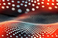 Abstract digital wave pattern with red and black gradient dots creating flowing motion effect for modern technology backgrounds and graphic design projects.