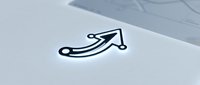 Curved arrow icon with dynamic motion lines on white background isolated for logo design and business presentations.