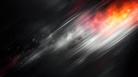 Abstract cosmic background with dynamic diagonal streaks in red, orange and white against dark space, creating dramatic motion effect for modern design projects.