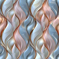 Luxurious rose gold and silver wavy pattern with metallic sheen creates seamless repeat design for elegant wallpaper, fabric, and upholstery applications.